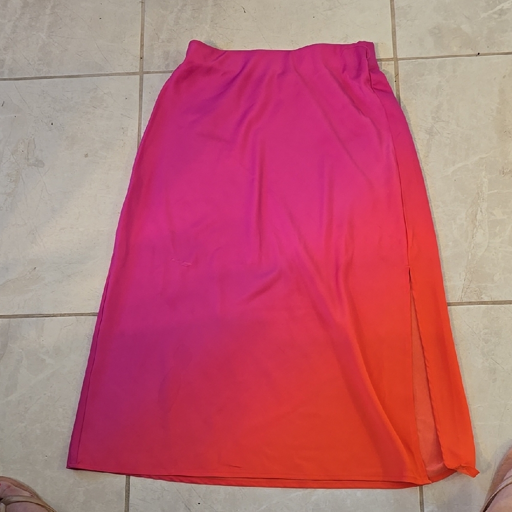 Target Vibrant Pink and Orange Ombre A Line Women's Midi Skirt